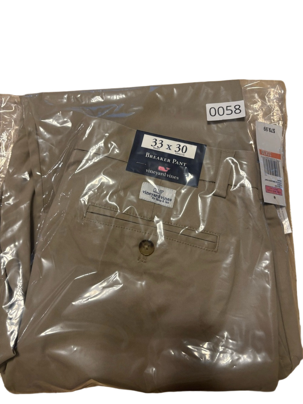 NWT Vineyard Vines Mens 33x30 Breaker Pant Khaki Chino Pants Beige Stretch NWT - Picture 6 of 6